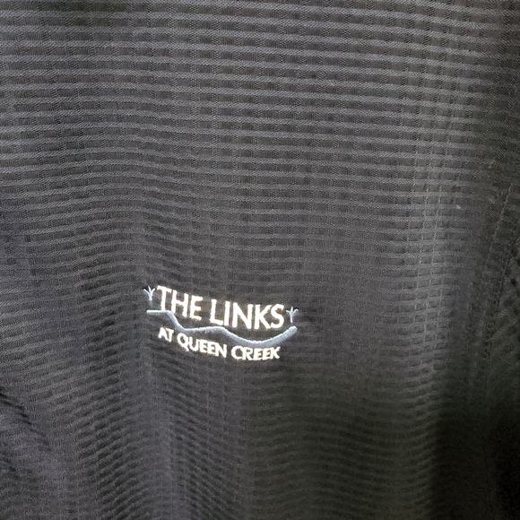 Monterey Club Navy Blue /Black Strips Golf Polo "The Links at Queens Creek" Logo - Picture 5 of 7